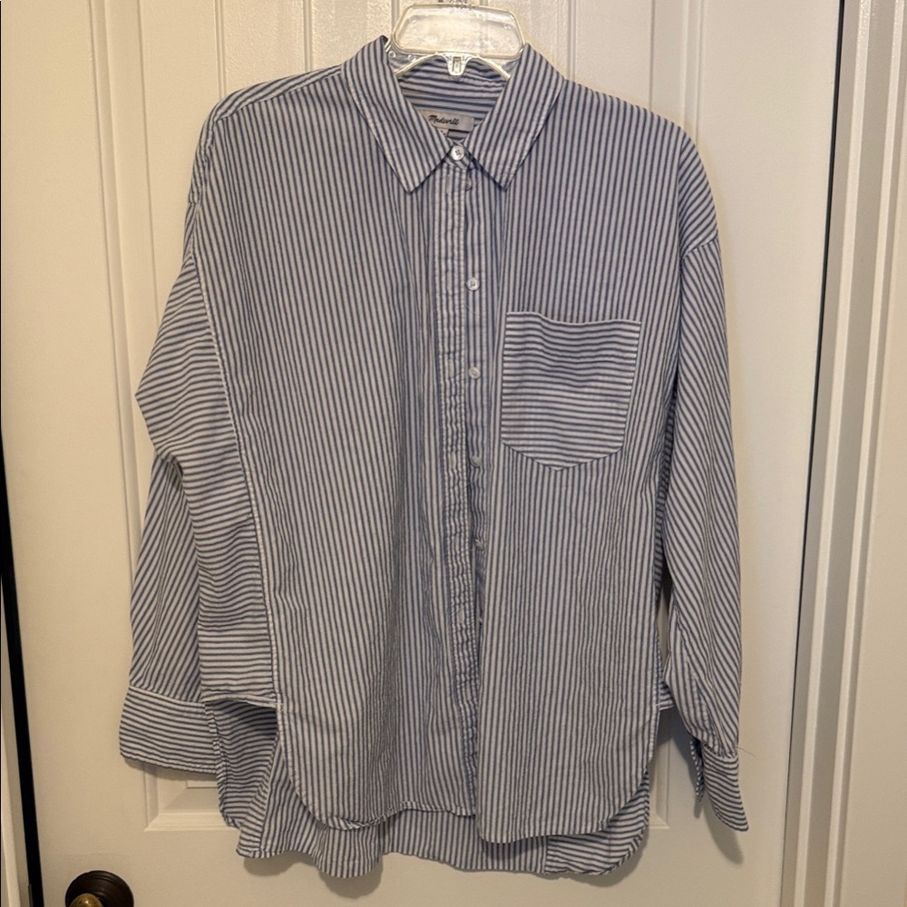 Madewell Blue Striped Button Down Shirt